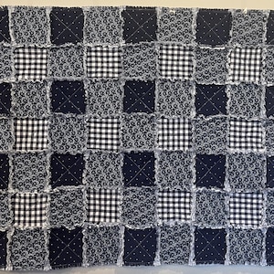 Navy Gingham Baby Rag Quilt