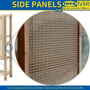 May include: IKEA IVAR side panels with a woven design. The panels are light brown and have a repeating pattern. The text on the image says "8 slot panels | 50cm".