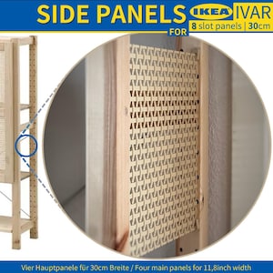 4x Side Panels for Ikea IVAR 30 cm | 8-Hole Height | Side Panel, Side Panels, Cover, Privacy Screen, Partition, End Panel | incl. Mounting Bracket