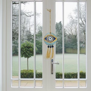 Handmade Ceramic Evil Eye Wall Hanging: Boho Nazar Amulet