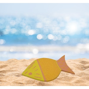 Completely Handmade Yellow Orange Ceramic Coaster • Hand Painted Fish Design • Bright Cup Mat
