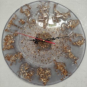 Epoxy Resin Zodiac Sign Wall Clock: Handmade Constellation Decor