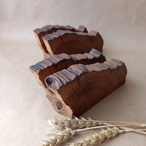 Porta tovaglioli in legno rustico fatto a mano – Decorazione da tavolo in rovere naturale – Organizzatore da cucina in legno unico