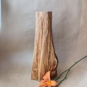 Handmade Ash Wood Vase with Removable Glass Tube – For Fresh & Dried Flowers – 36 cm Tall, Minimalist Home Decor