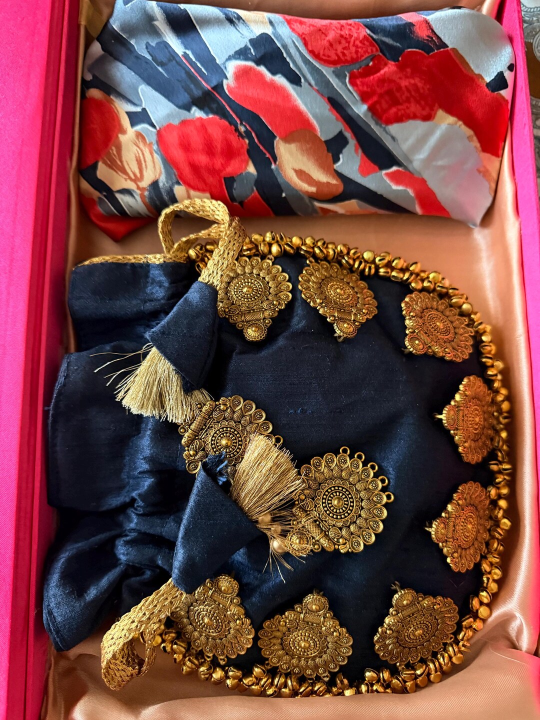 A Set of Two - Silk -draw String, Purse With Antique Gold ...
