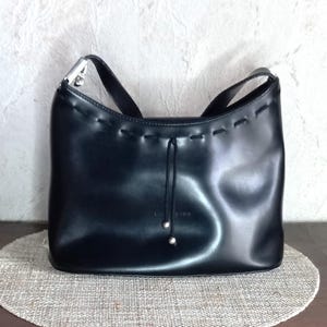 Besace bandoulière cuir noir femme cuir italien Poppy