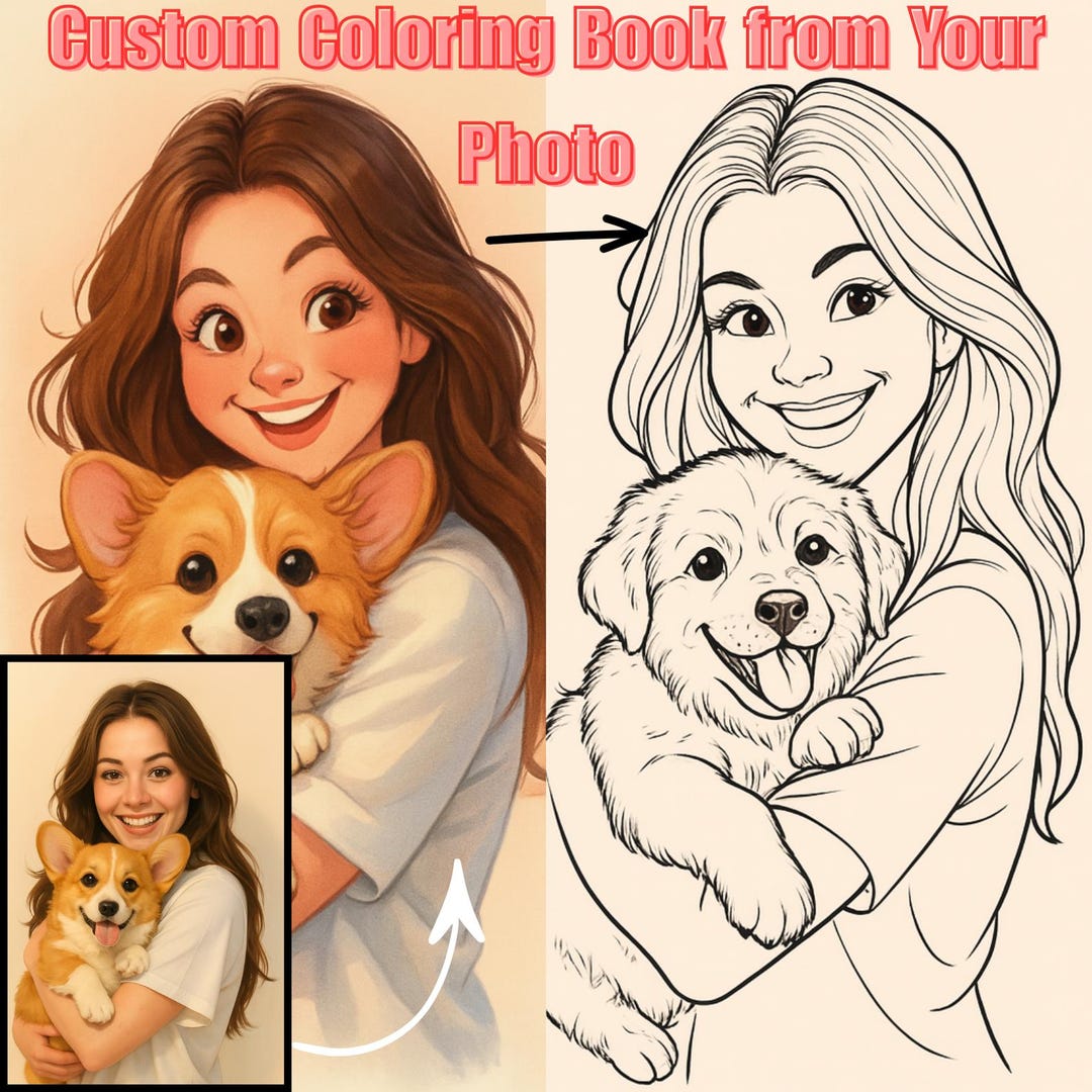 Custom Coloring Book From Your Photo | Personalized Photo to Coloring ...