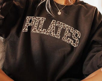Pilates Leopard Print Sweatshirt | Pilates Hoodie | Pilates Instructor Sweater | Pilates Gift | Fitness Gifts | Workout Sweatshirt