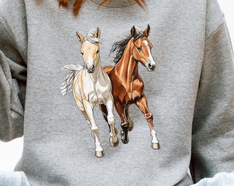 Western Horses Sweatshirt, Horse Lovers Gift, Cute Women Western Shirt, Cowgirl Gift, Cute Western Horses Sweater