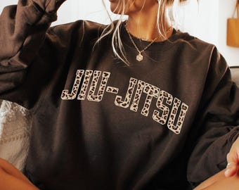 Jiu Jitsu Leopard Print Sweatshirt | Jiu Jitsu Hoodie | Jiu Jitsu  Instructor Sweater | Jiu Jitsu Gift | Fitness Gifts | Workout Sweatshirt