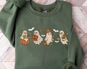 Ghost Plant Lady Shirt, Ghost Plant Sweatshirt, Plant Lover Gift, Halloween Ghosts Sweatshirt, Halloween Gift, Plant Lover, Gardening Shirt