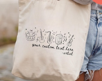 Custom Song or Lyrics Tote Bag, Customizable Song Tote, Artist Name Tote, Favorite Song Tote Bag, Personalized Lyrics or Song Tote