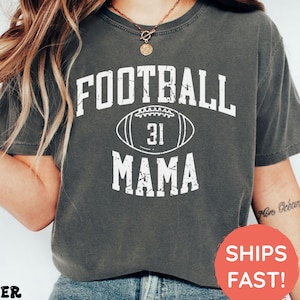 Custom Football Mom Shirt, Football Mama TShirt, Personalized Comfort Colors Football Season Shirt, Football Mama Gift, Custom Number Shirt