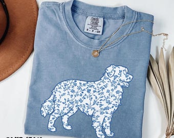 Comfort Colors® Australian Shepherd Shirt, Aussie Dog Mom TShirt, Aussie Mom Gift, Dog Lover Gift, Blue Toile Design Aussie Lover Tee