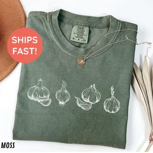 Knoblauch Cottage Kern T-Shirt, Zwiebel Knoblauch Shirt, Knoblauch Festival Shirt, Knoblauch Print T-Shirt, Aromatiken Botanischer Garten Ästhetische Kleidung