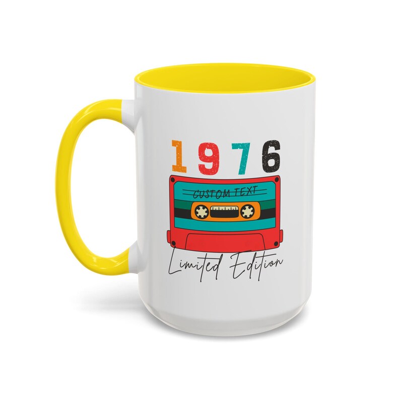 50th Birthday Mug, Vintage 1976 Mug, 50th Birthday Gift For Women, 50th Birthday Gift For Men, 50th Birthday Friend, 50th Birthday Gift Idea Yellow