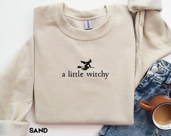 Witch Halloween Sweatshirt, Spooky Season Shirt, A Little Witchy Halloween Hoodie, Funny, Trendy, Oversize, Womens, Witchy Sweater