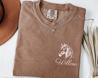 Custom Horse Shirt | Customized Horse T-Shirt | Equestrian Crewneck | Personalized Horse Lover Gift | Line Art Horse | Unisex Tee