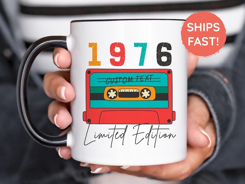 50th Birthday Mug, Vintage 1976 Mug, 50th Birthday Gift For Women, 50th Birthday Gift For Men, 50th Birthday Friend, 50th Birthday Gift Idea Black