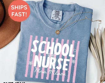 Custom School Nurse Shirt, Back to School Nurse Shirts, Nurse Graduation Gift, Nurse Week Shirt, Daisy School Nurse Shirt
