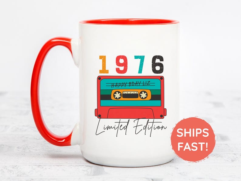 50th Birthday Mug, Vintage 1976 Mug, 50th Birthday Gift For Women, 50th Birthday Gift For Men, 50th Birthday Friend, 50th Birthday Gift Idea Red