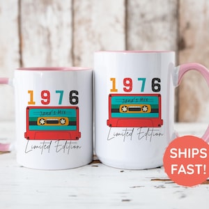 50th Birthday Mug, Vintage 1976 Mug, 50th Birthday Gift For Women, 50th Birthday Gift For Men, 50th Birthday Friend, 50th Birthday Gift Idea Pink