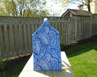 Blue and Silver Paisley Luggage Tag