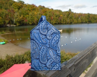 Blue and Silver Paisley Luggage Tag