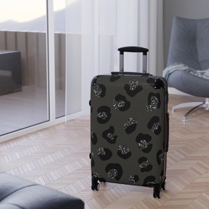 Suitcase Black Leopard Print Rolling  Carry On Luggage For Her Suitcase with Pull Handle Animal Print Luggage Luxury Suitcase Gift For Wife