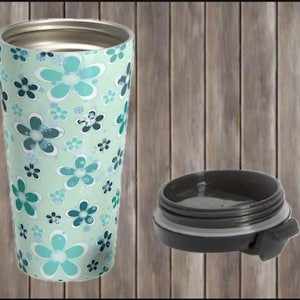 Floral Travel Mug Coffee Tumbler Stainless Steel Coffee Cup Travel Coffee Mug Insulated Travel Cup Gift For Her Commuter Tumbler For Car