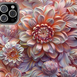 3D Blumen Kunstleder Flip Case für iPhone Samsung, Kartenhalter und Geldhalter Handytasche iphone 16 15 14 13 pro plus Mini, Samsung Galaxy Modelle