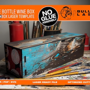 Wine Bottle Smashbox Laser Template - NO GLUE ASSEMBLY - svg dxf, BulldogLaser