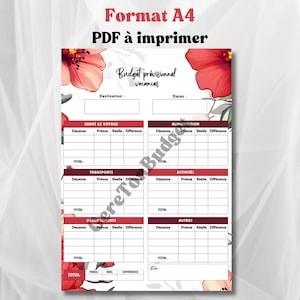 Holiday budget forecast, A4 format to print