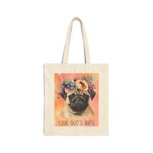 Personalized Pug Dog Cotton Canvas Tote Bag
