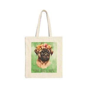 Personalized Pug Dog Cotton Canvas Tote Bag