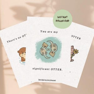 Kaarten met otterthema – minimalistische otterafdrukbaar voor leuke, hartverwarmende, speciale vieringen van partner, vriendin, vriend, beste vriend