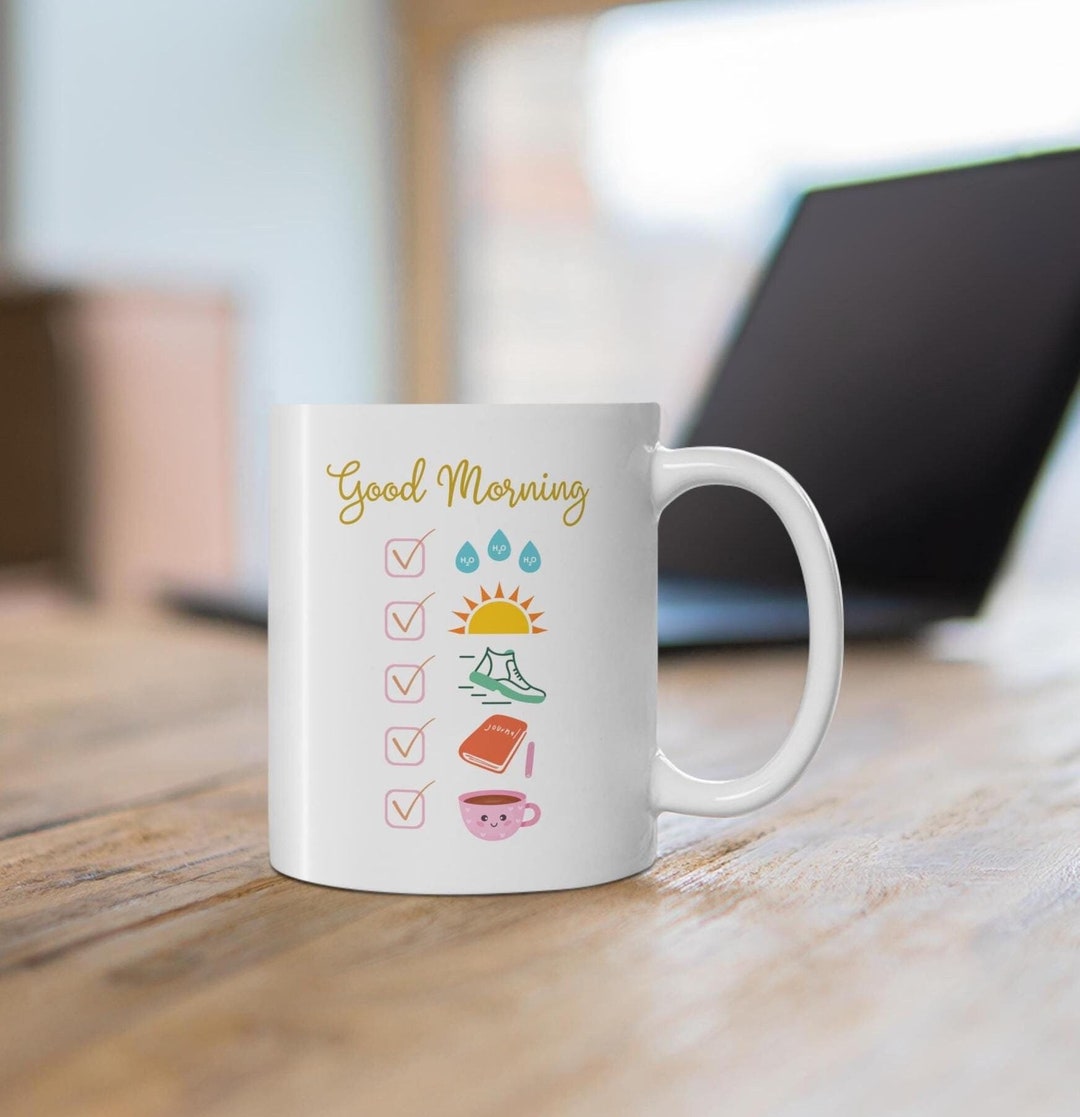 Morning Routine Mug 11 Oz Morning Routine Mug,habit Tracker Coffee Mug,mental Health Mug ...