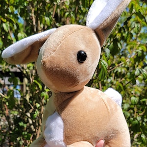 Kawaii Simple Cuddly Bunny Plush, Cute Soft Stiff Eared Rabbit Stuffie, Custom Color Plushie, HandMade in USA