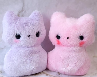 Peluche chaton rougissant fait main, peluche sensorielle pour chat remplie de haricots