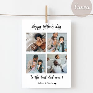Carte personnalisée pour la fête des pères, carte photo multiple, carte illustrée pour le meilleur papa, personnalisable sur Canva