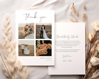 Plantilla de tarjeta de agradecimiento de boda personalizable
