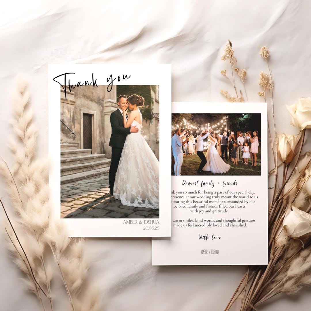 Personalized Wedding Thank You Card Template / Thank You Wedding Photo ...