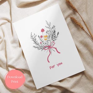 Carte bouquet de fleurs "For you" imprimable