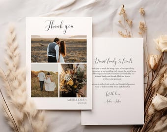 Plantilla de tarjeta de agradecimiento de boda personalizable