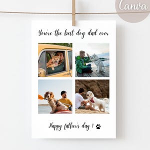 Carte photo collage meilleur papa chien personnalisée / carte de vœux personnalisable fête des pères / Modifiable sur Canva