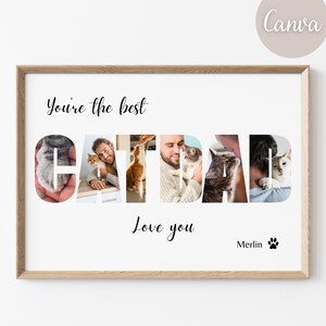 Personalisierte Katzen-Papa-Fotocollage mit Canva, einzigartiges Geschenk für Katzenliebhaber, Vatertag, besonderer Anlass