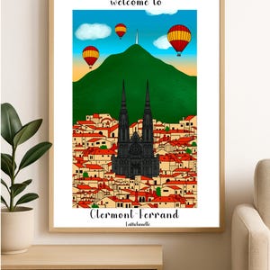 Manifesto di Clermont-Ferrand - illustrazione murale colorata - città di Clermont - manifesto decorativo - arte murale Francia - L'affichouette - regalo