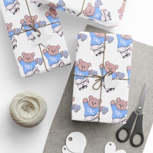 UNC Chapel Hill Carolina Cheer Bear White Wrapping Paper