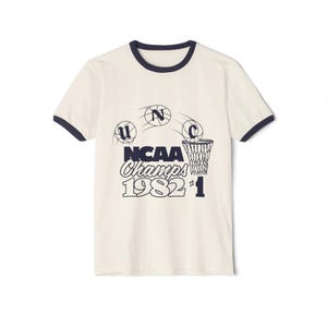Vintage UNC Chapel Hill 1982 Basketball Championship Unisex Cotton Ringer T-Shirt
