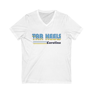 Vintage 70&#39;s Retro-Inspired North Carolina Tar Heels Unisex Jersey V-Neck Tee, Gift for Sports Fans, Comfortable Graphic T-Shirt, Plus Size